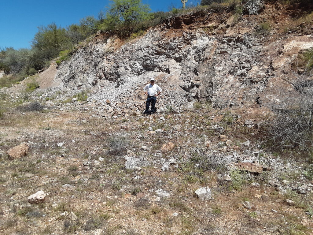 At the Purple Passion mine outcrop.