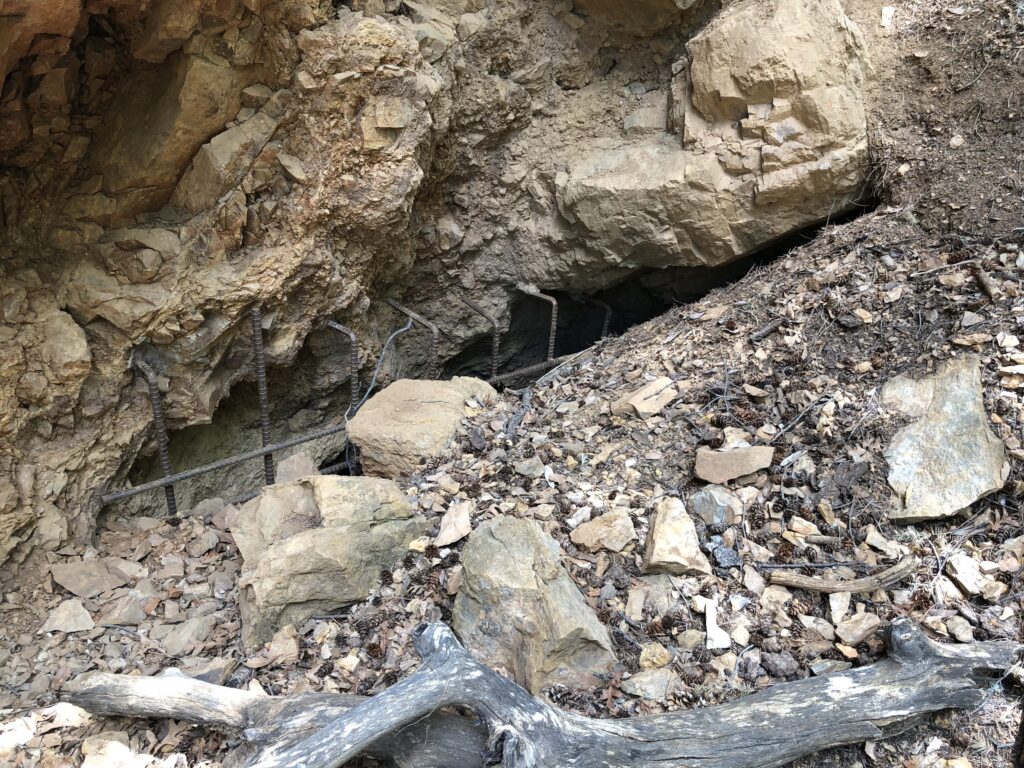 Sealed off main adit to the mine.