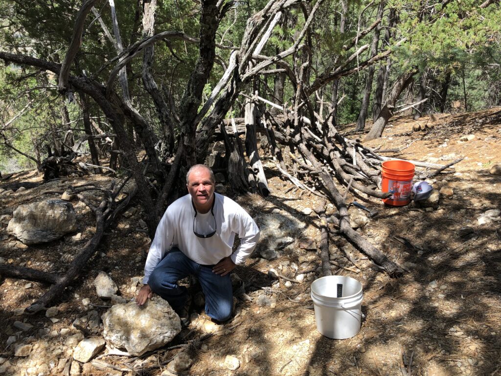 Collecting calcite near the mine.