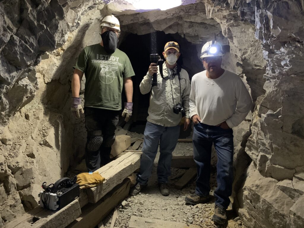 My good friends David Giebelstein and Nate Johnson with me in the mine.